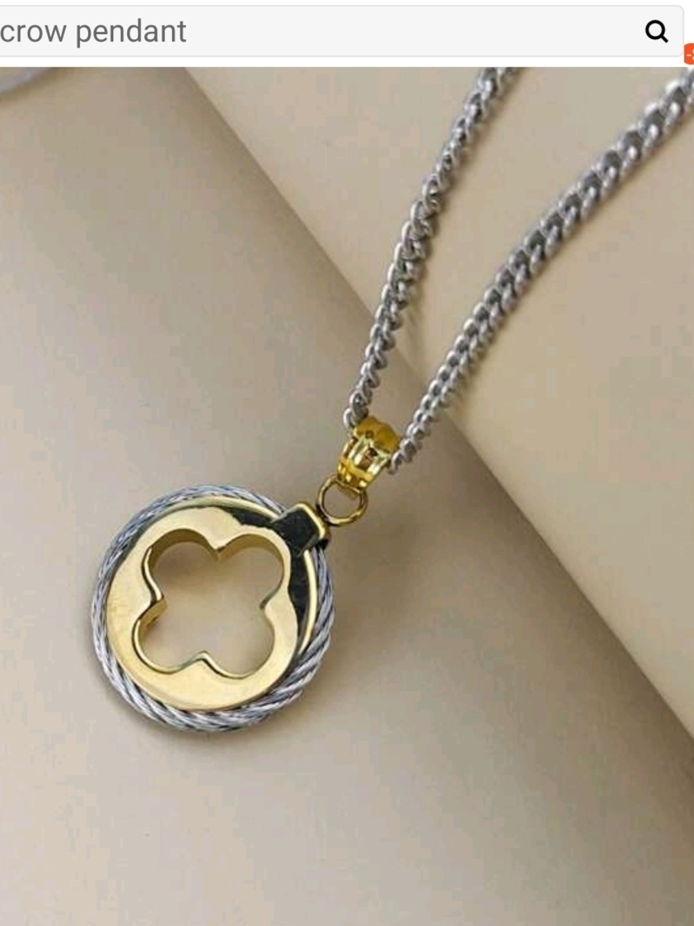 Gold and Silver Clover Pendant Necklace - Women Jewelry